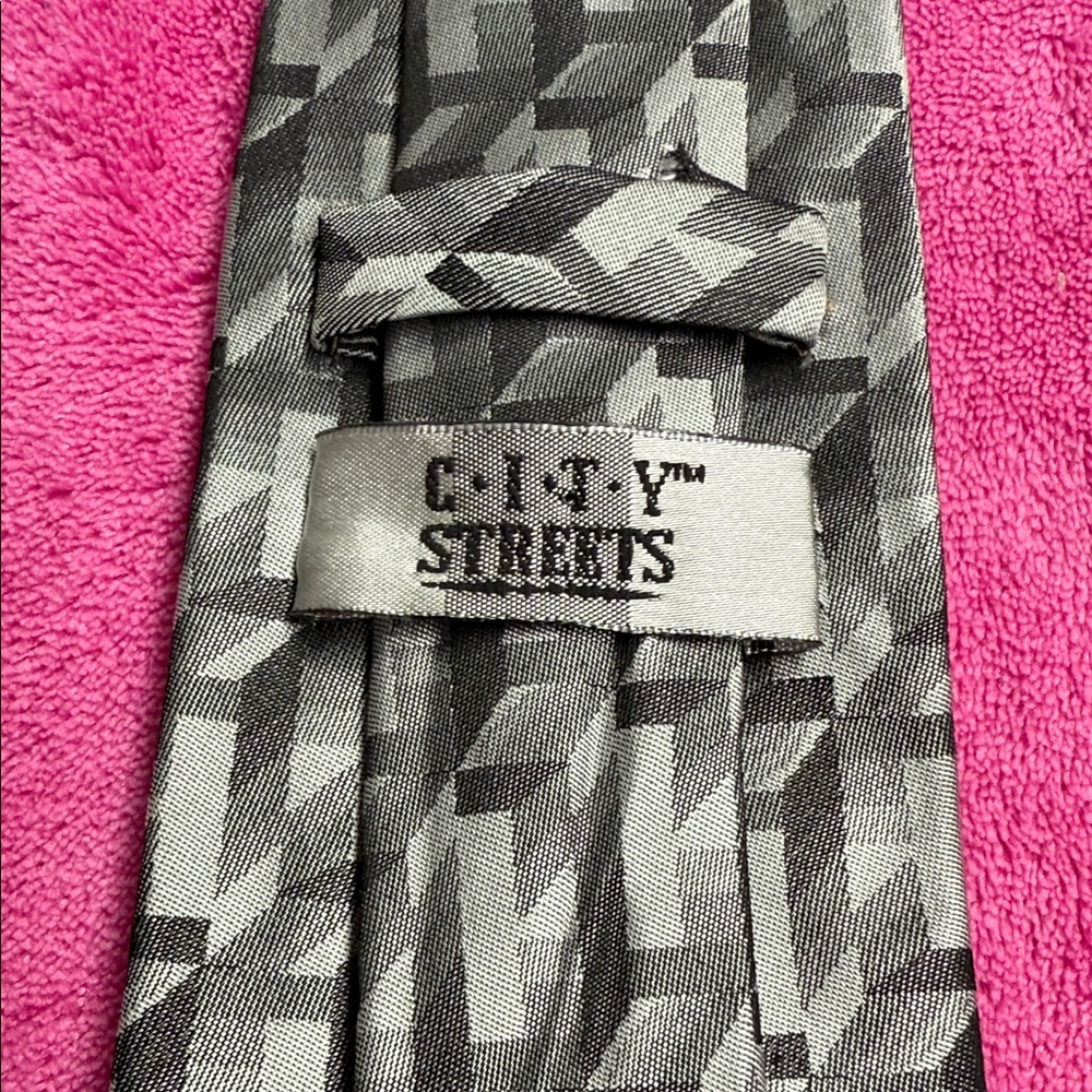 City Streets Black and Gray Patterned Tie